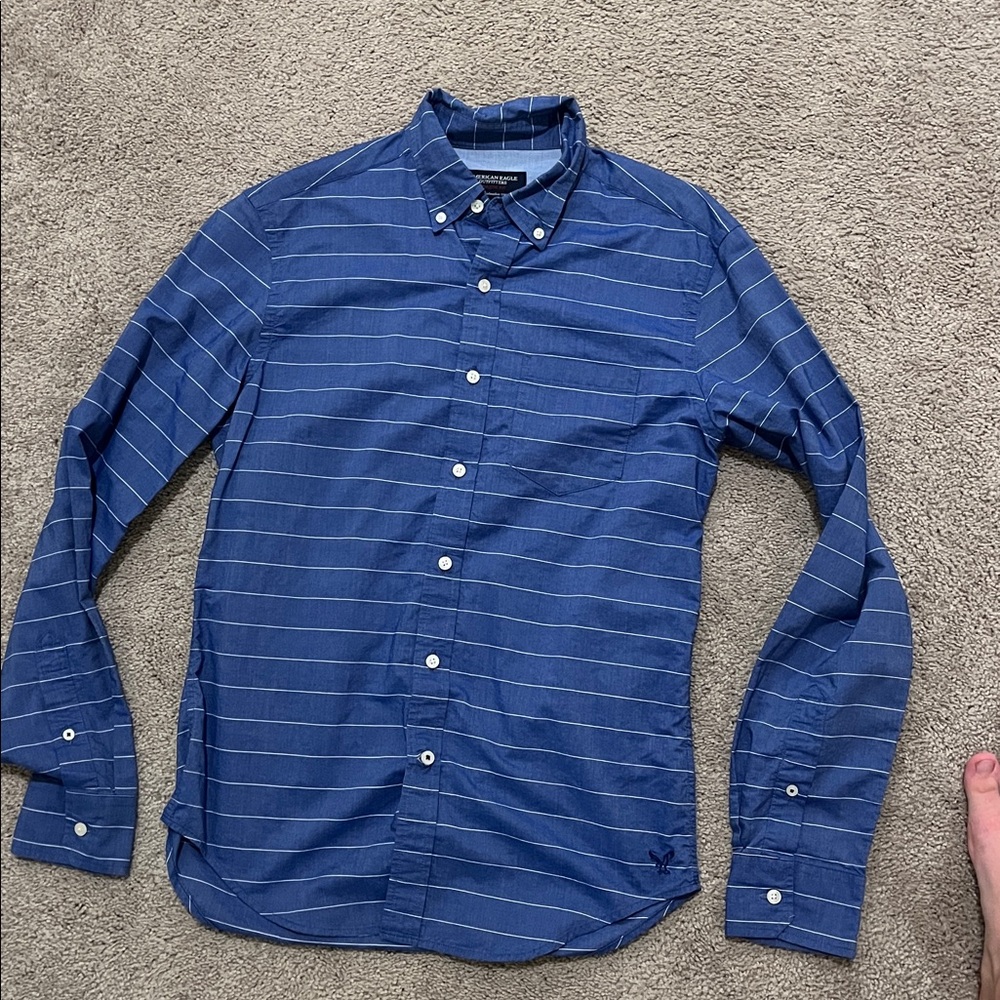 American Eagle Outfitters Navy Striped Shirt